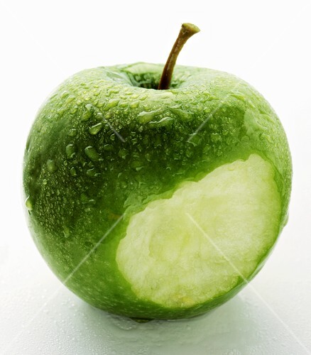 A Bitten Granny Smith Apple