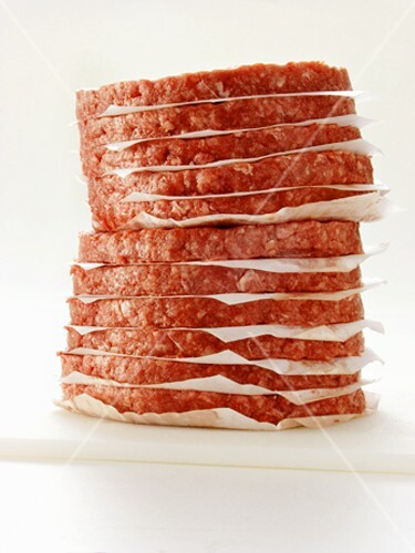 A Stack of Uncooked Hamburger Patties