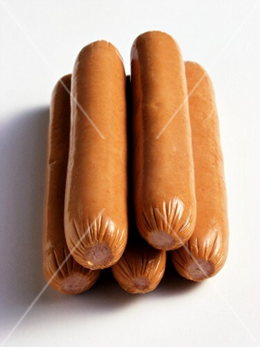 Five hot dog sausages