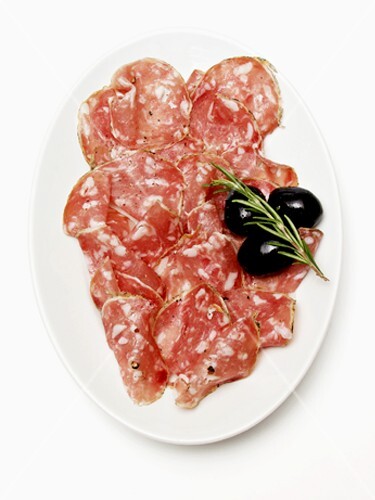 Sliced Genoa Salami and Black Olives