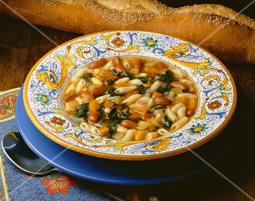 Bowl of Vegetable Soup with Pasta