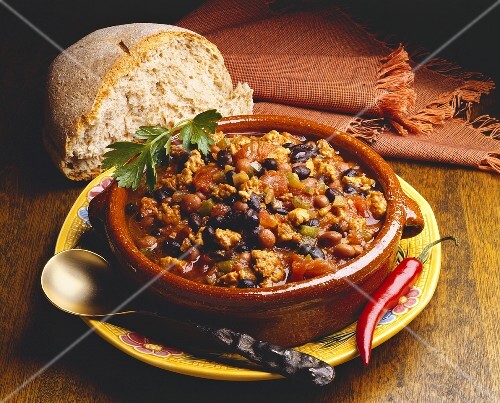 Bowl of Chili with Bread