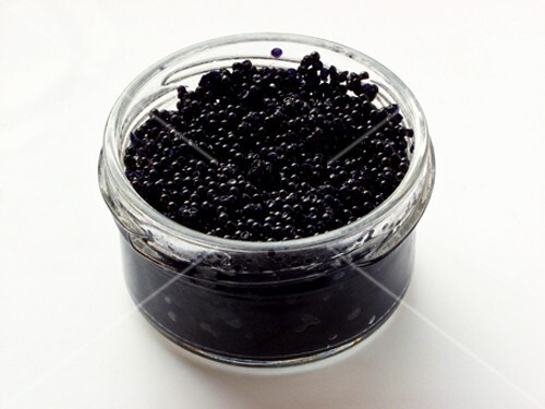 Black caviare in jar