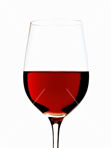 Red wine glass, half filled