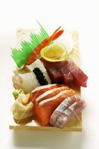 Sashimi with salmon and tuna