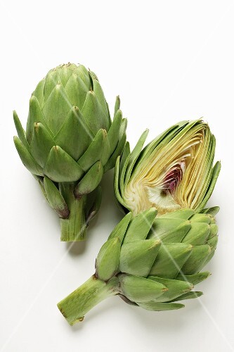Whole and half artichoke