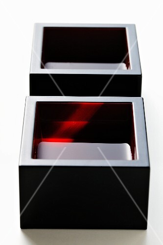 Two square sake bowls