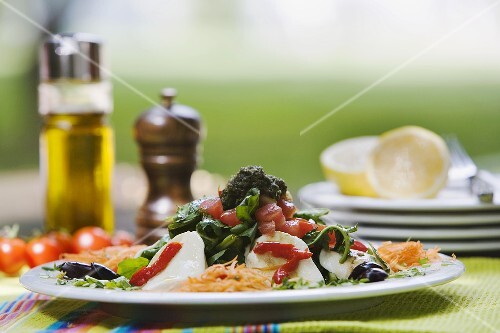 Greek salad with mozzarella