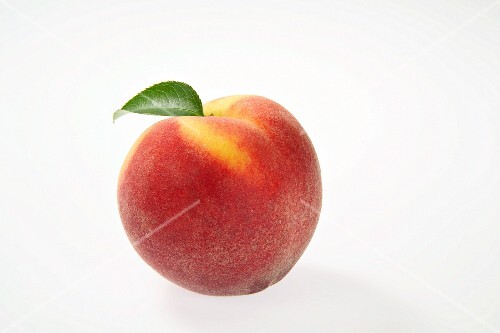 A peach with leaf