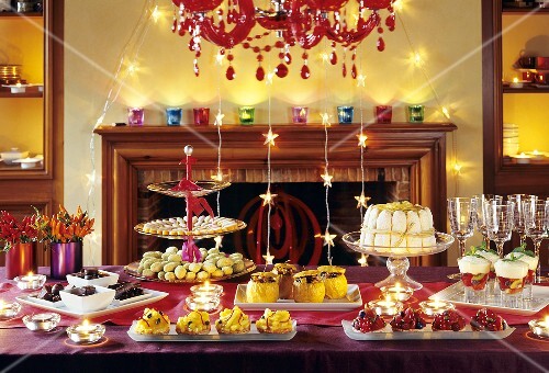 Summer buffet of chocolates, cakes and desserts