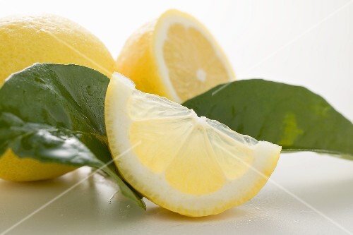 Lemons with leaves