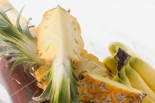 Pineapple, cut into pieces, and bananas