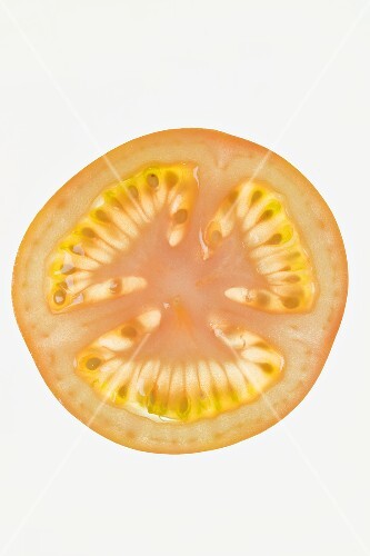 A slice of tomato from above