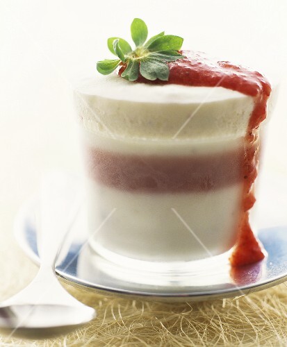 Goat's cheese semifreddo with strawberry balsamic sauce