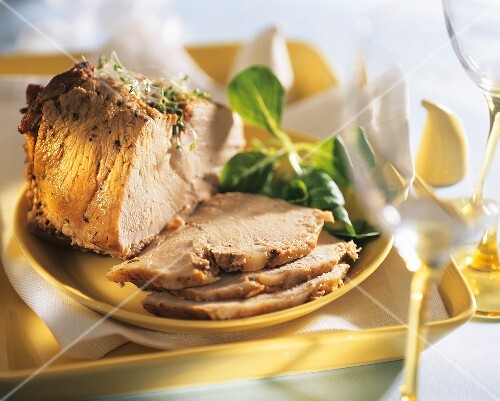 Roast pork with radish sprouts for Easter (Poland)