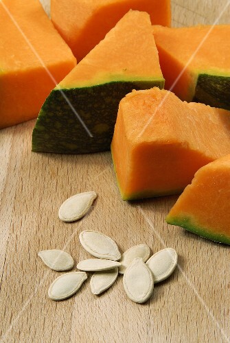 Pumpkin slices with dried pumpkin seeds
