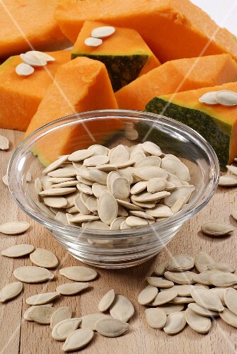 Pumpkin slices with pumpkin seeds
