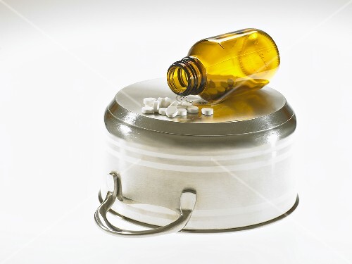 Tablets on an upturned pan (appetite suppressants)