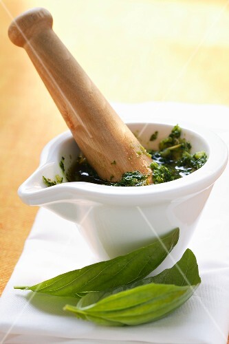 Pesto in a Mortar