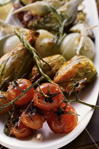 Antipasti platter of marinated vegetables