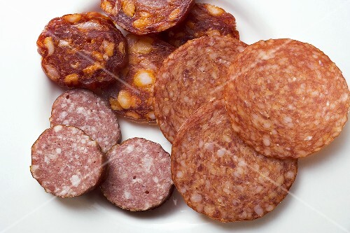 Italian paprika salami, cabanossi and boiled salami