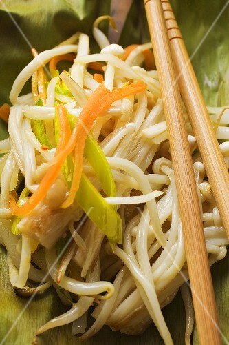 Soya sprouts on banana leaf