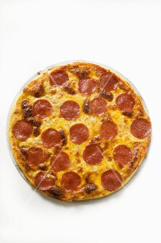 Whole salami and cheese pizza