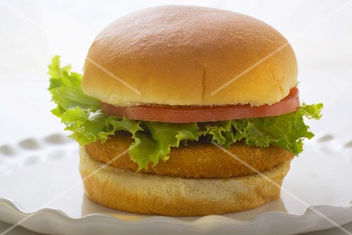 Chicken burger with tomato and lettuce