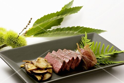 Roast venison fillet with ceps