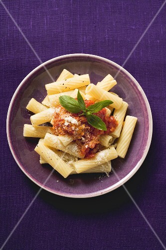 Rigatoni with tomato sauce and Parmesan