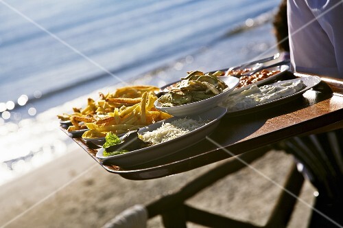 Assorted snacks served on a tray