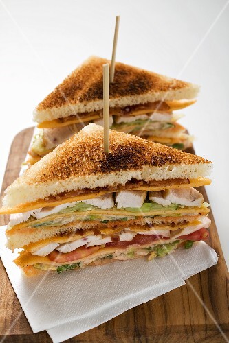 Chicken club sandwiches, toasted