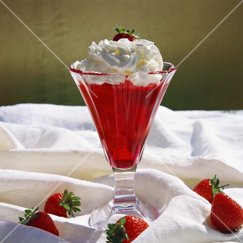 Strawberry Jello with Whipped Cream