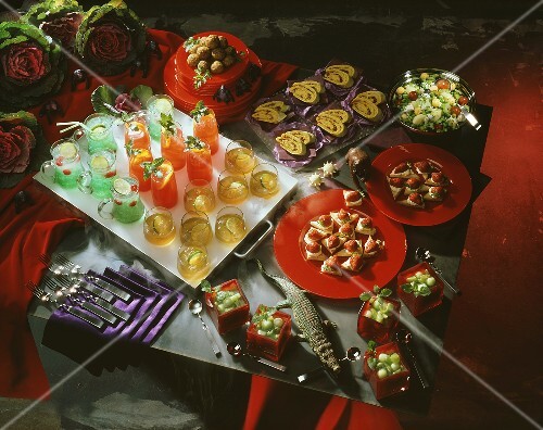 Several Assorted Appetizers and Cocktails For a Party