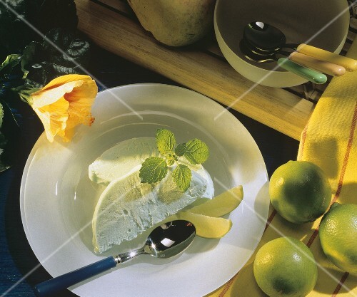Serving of Lime Ice Cream in Bowl