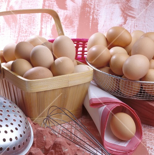 Brown Eggs in Assorted Baskets