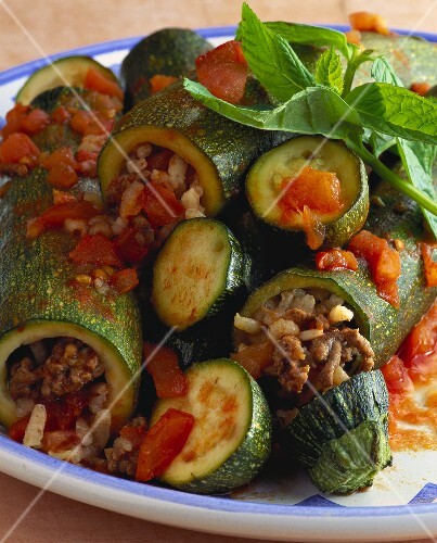 Stuffed courgette with mince and vegetable stuffing