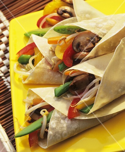 Enchiladas with vegetable and beansprout filling