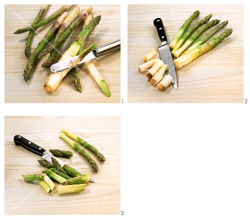 Preparing green asparagus