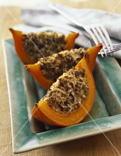 Pumpkin boats with mince filling