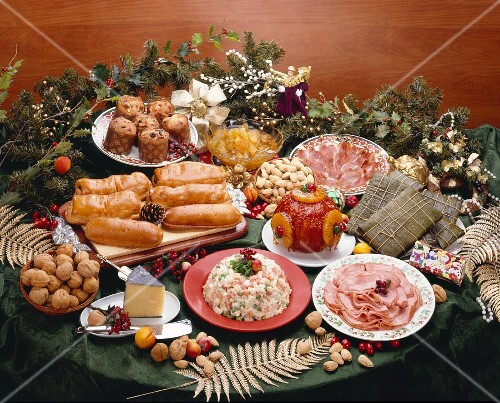 Christmas buffet with dishes from Venezuela