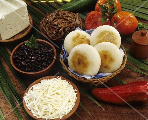 Arepa (Corn rolls) and various fillings, Venezuela