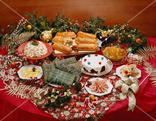 Christmas buffet with dishes from Venezuela