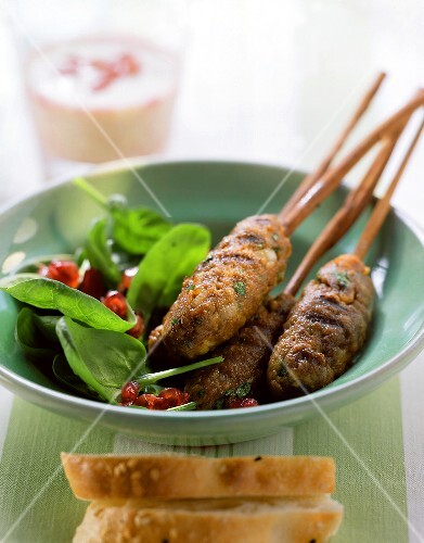 Middle Eastern mince kebabs with spinach salad (1)