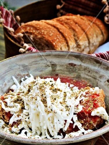 Dakos (bread with tomatoes and grated feta cheese, Crete)