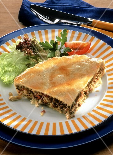 Swedish meat pie with salad garnish