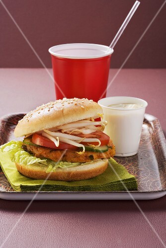 Tofu burger with sprouts