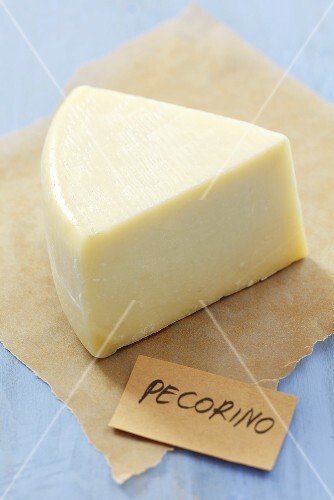 Piece of Pecorino cheese on paper