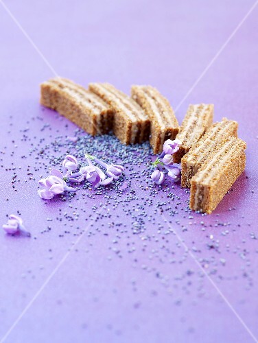 Slices of spice bread with foie gras filling