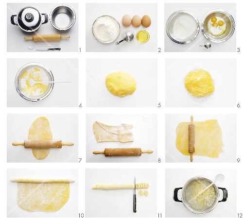 Making home-made ribbon pasta
